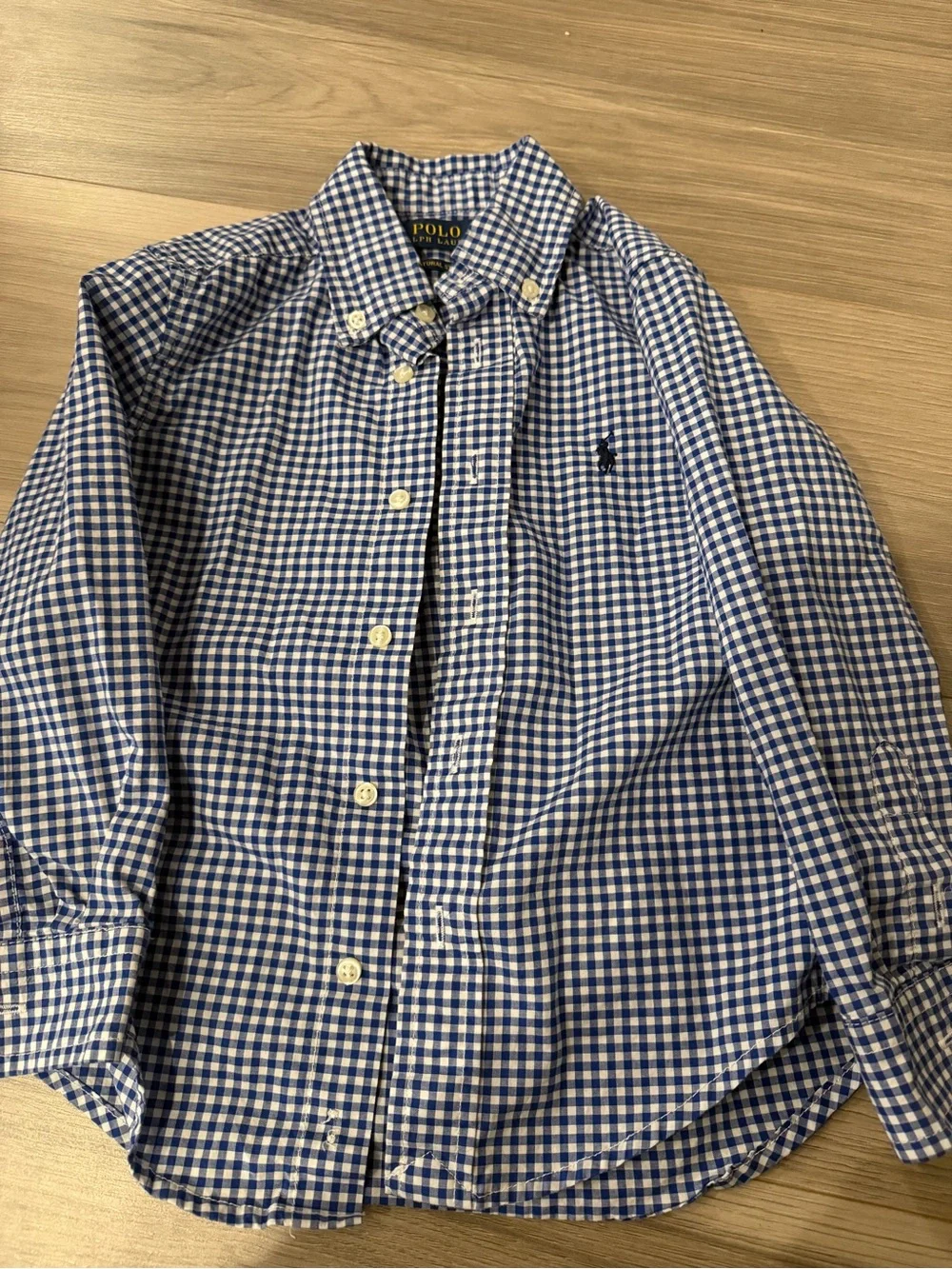 Ralph Lauren Blue and White Gingham Button-Down Shirt